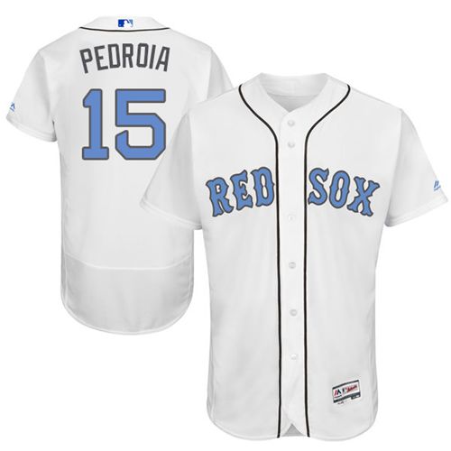 Red Sox #15 Dustin Pedroia White Flexbase Authentic Collection Father's Day Stitched MLB Jersey